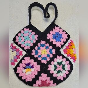 Handmade Crochet Granny Square Bag Reversible Boho Y2K Festival Shoulder Tote